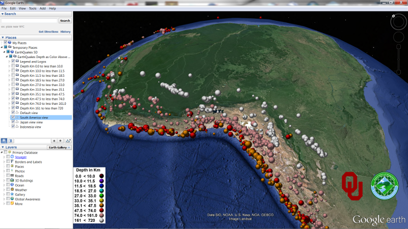 Earthquakes South America View